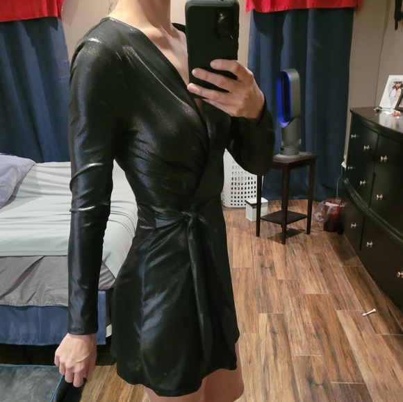 BCBG Metallic Wrap Dress - Picture 2 of 7